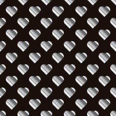 Gümüş kalpler Dikişsiz desen vektör. Gümüş folyo doku