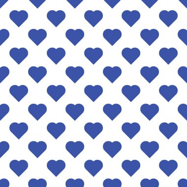 Beyaz arka plan üzerinde büyük mavi kalplerin seamless modeli.