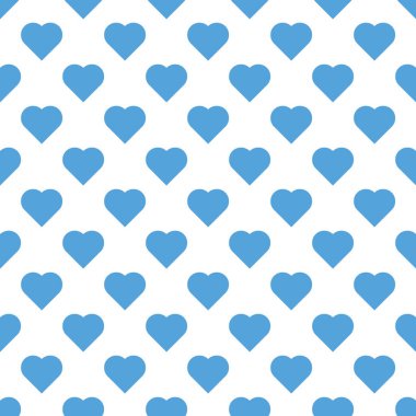 Dikişsiz desen Sevgililer günü beyaz bir arka plan üzerinde büyük gök mavisi yürekleri.
