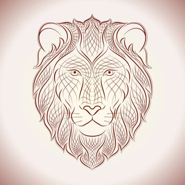 Etnik aslan. Hat illüstrasyon