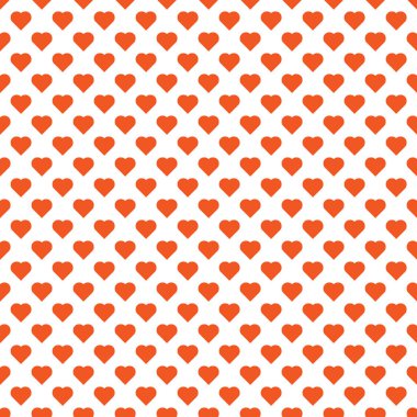 Beyaz arka planda turuncu kalpler sembollerle güzel sorunsuz vektör desen.