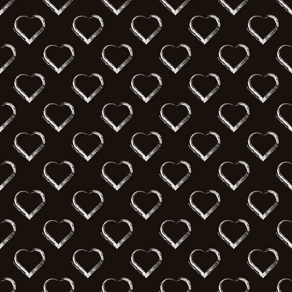 Silver hearts seamless vector pattern. Brown and silver Valentines day background. Doodle hearts ornament. — Stock Vector