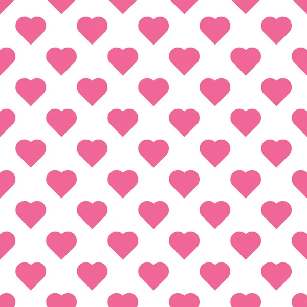 Beautiful seamless vector pattern with pink hearts symbols on white background. — Stock Vector