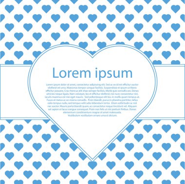 Sevgililer günü kartı ile birçok mavi Kalpler ve metin çerçevesi.