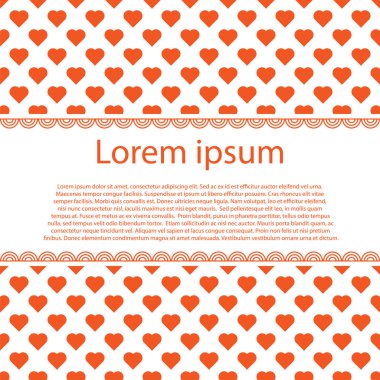 Beyaz arka plan ve metin şerit üzerinde birçok kırmızı kalplerin vektör çerçeve. Sevgililer günü kartı.