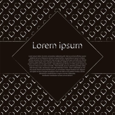 Sevgililer günü arka plan metni rhombus çerçeveli. Kahverengi zemin üzerine gümüş Kalpler