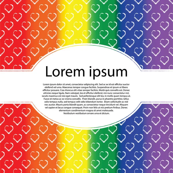 Eşcinsel gurur Lgbt hakları kartı. Aşk gökkuşağı oval metin çerçevesi ile sembolü.