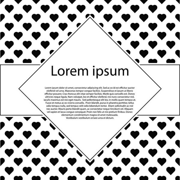 Siyah kalpleri rhombus metin çerçevesi vardı. Yürekleri sorunsuz arka plan.