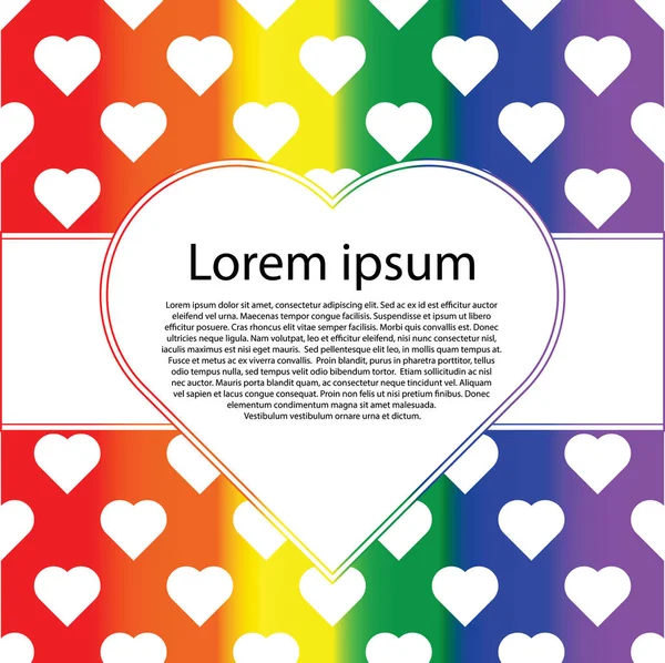 LGBT, gay ve lezbiyen gurur tebrik kartı, poster kalp ve metin ile Sevgililer günü çerçevesi.