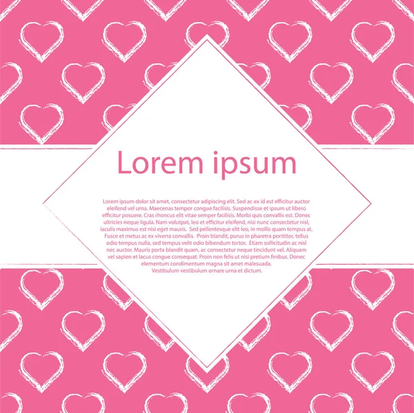 Beyaz el pembe arka plan ve rhombus çerçeve metin için kalpleri çizmek