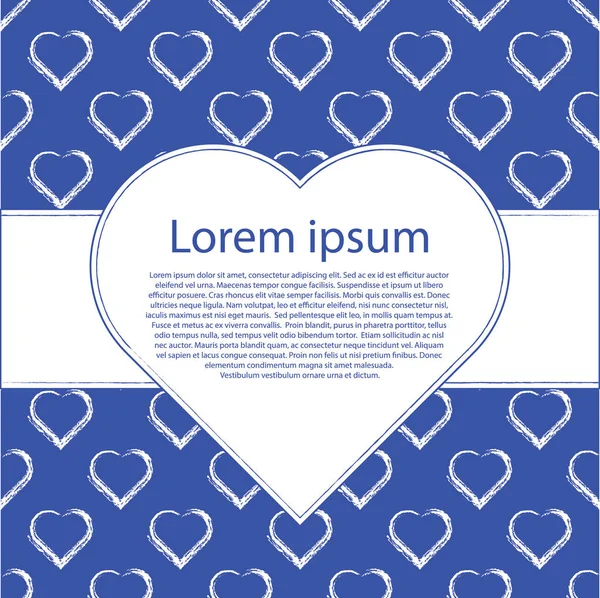 Sevgililer günü kartı, banner şablon. İzole mavi zemin üzerine beyaz Kalpler.