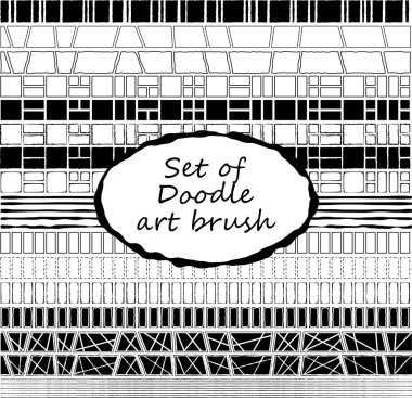 Dekoratif el çizilmiş doodle kenarlık kümesi