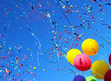  rengarenk balonlar ve konfeti şehir Festivali 