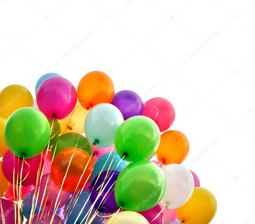 multicolored balloons isolated on white