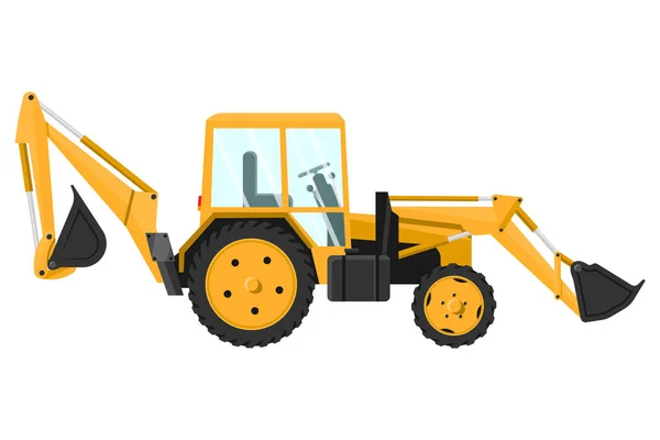Traktor. Návrh chladného velkého nového stavebního zařízení ve žluté. — Stockový vektor