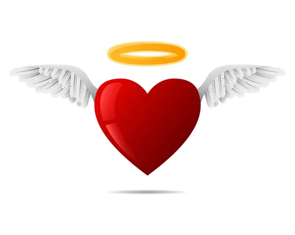 Saint Valentin. Un joli petit coeur rouge du paradis avec ange krill . — Image vectorielle