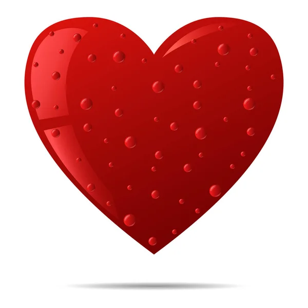Valentýn. Roztomilé velké srdce červené barvy, s malými kapkami. — Stockový vektor