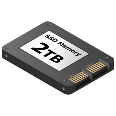 SSD. Isometric yeni siyah katı hal sürücüsü siyah.