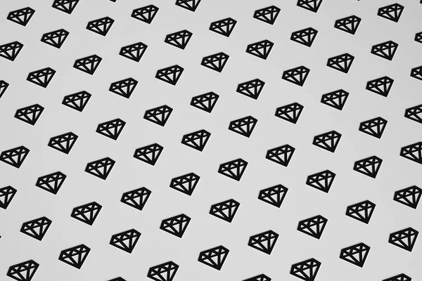 Diamanten op zwarte achtergrond 3d illustratie. — Stockfoto