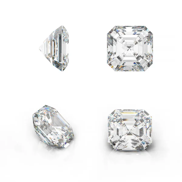 Asscher cut vit diamant 3d-rendering — Stockfoto