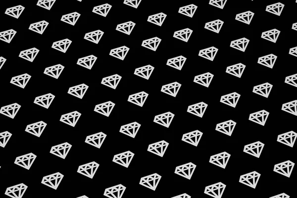 Diamonds texture on black background 3D rendering.