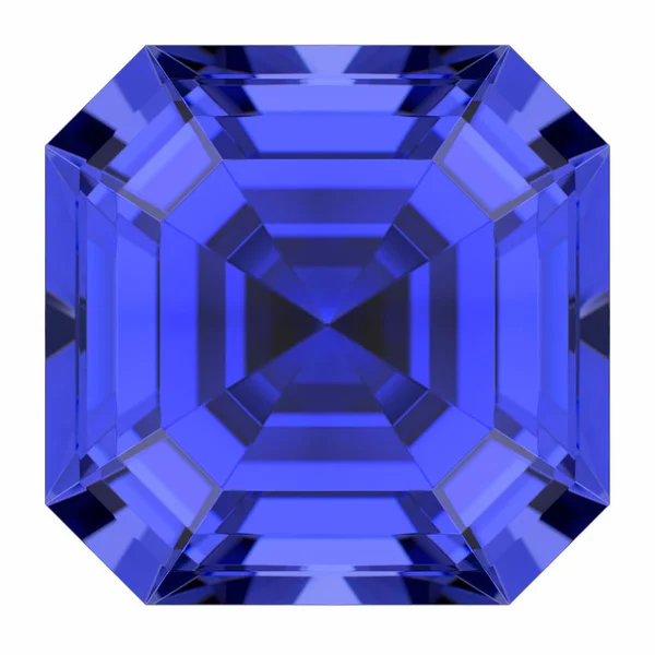 Roxo safira gemstone asscher corte. Fechar visualização 3D renderização — Fotografia de Stock