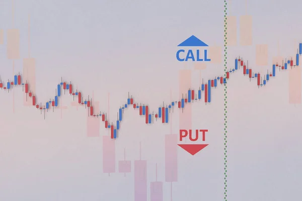 Binary option chart with stock bars. 3D illustration