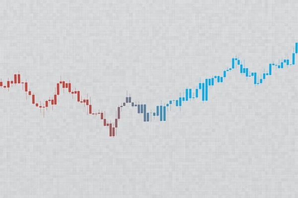Γράφημα μετοχών σε γκρι φόντο πλέγμα. 3D απεικόνιση — Φωτογραφία Αρχείου