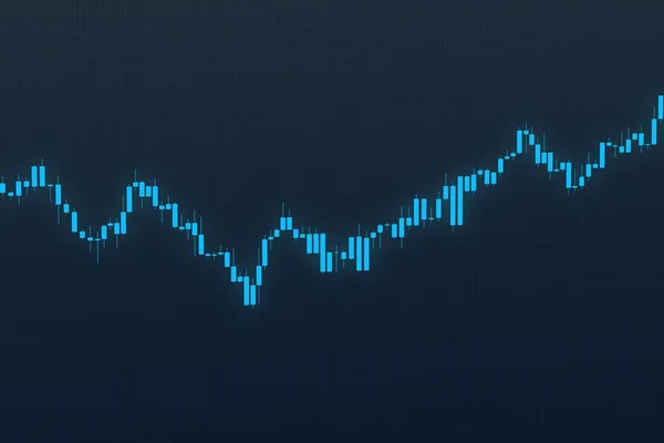 青いグリッドの背景に株価チャート。3 d イラストレーション — ストック写真