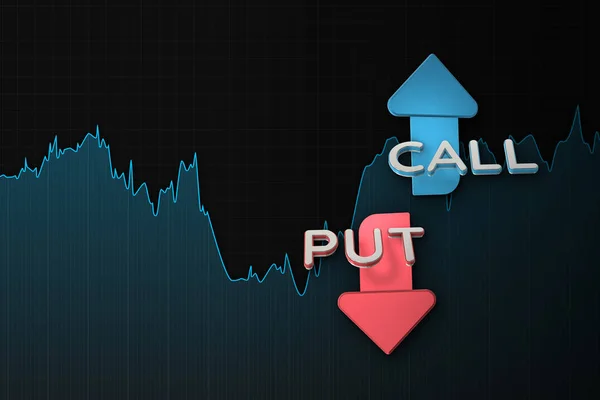 置くとバイナリ オプション グラフの矢印を呼び出す。3 d イラストレーション — ストック写真