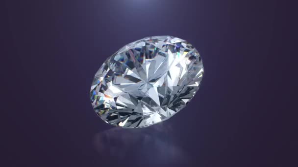 Animación de 360 grados de diamante. Rotación de bucle sin costura en púrpura. Renderizado 3D — Vídeo de stock
