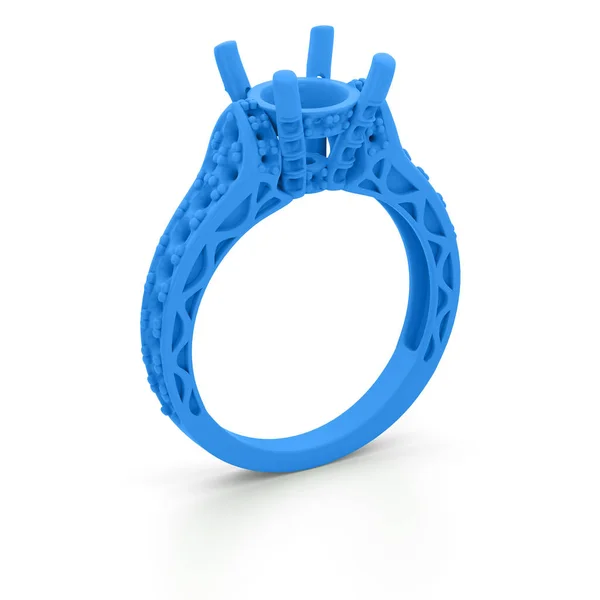 Wax 3D print jewelry model of engagement ring. 3D rendering — Stock Photo, Image