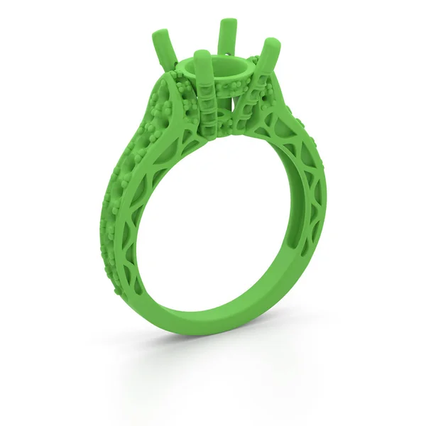 Wax 3D print jewelry model of engagement ring. 3D rendering — Stock Photo, Image