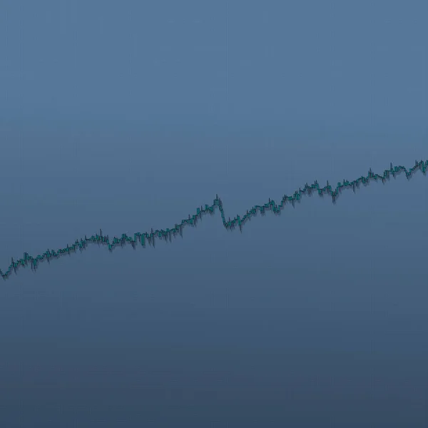 Market bars chart trend with long shadows on blue background. 3D illustration