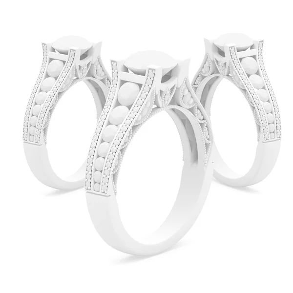 Witte kleur sieraden ringen van 3D-rendering model met schaduwen — Stockfoto