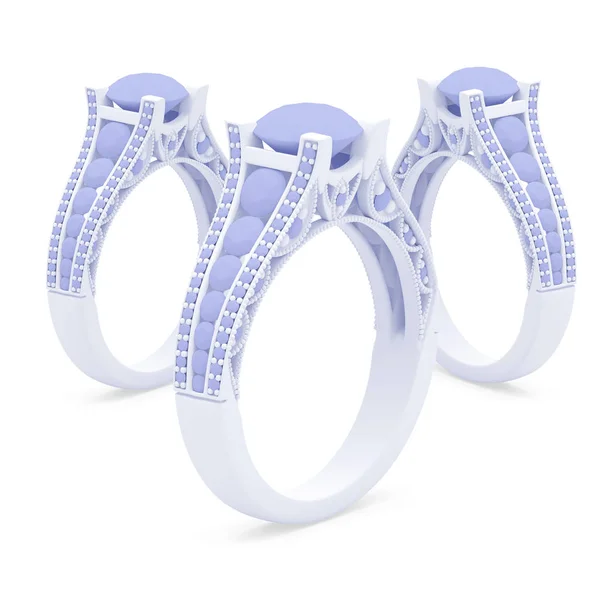 Plastic material jewelry rings of 3d rendering with shadows on white — Stock Photo, Image