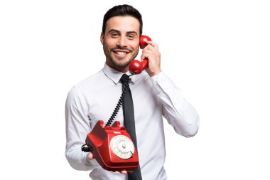 Businessman talking on phone clipart