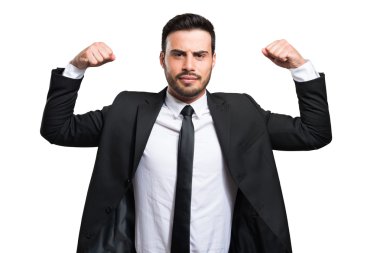 Beyaz izole güçlü iş adamı