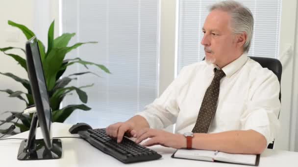 Man werkt op de computer — Stockvideo