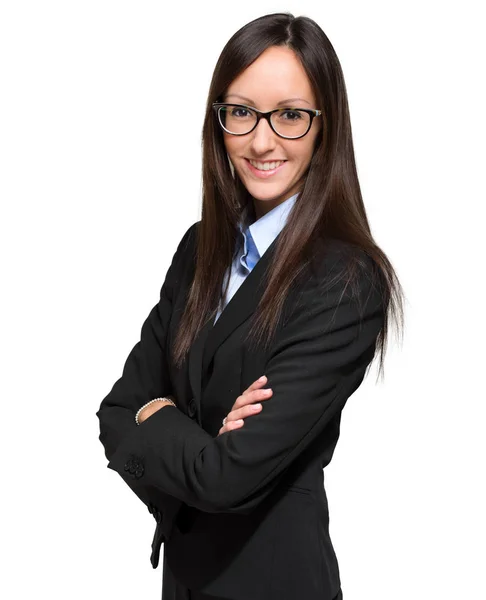 Hermosa mujer de negocios en blanco — Foto de Stock