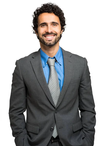 Sonriente hombre de negocios en blanco — Foto de Stock