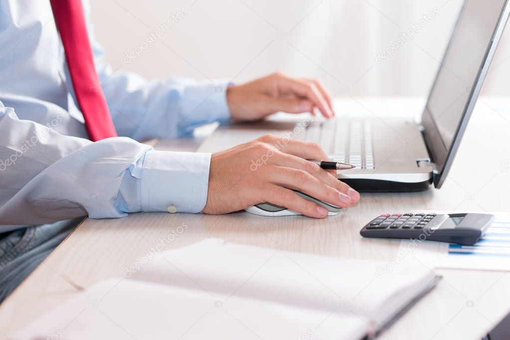 Businessman working on computer