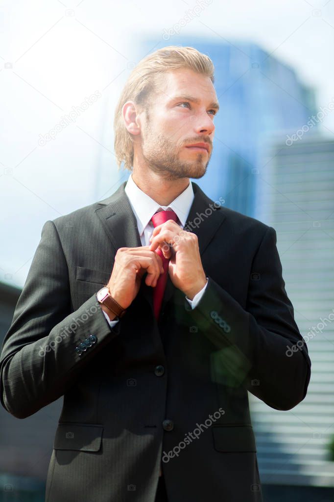handsome blonde male manager