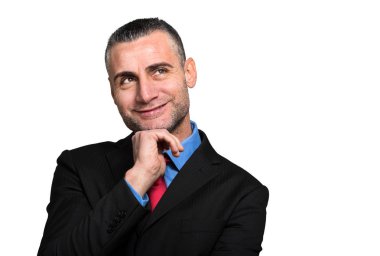 Dalgın bir ifadede olgun iş adamı