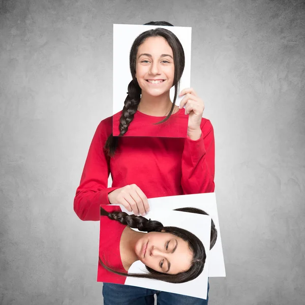 Teenager changing her face — Stock Photo, Image