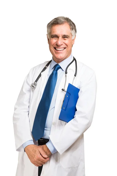 Старший врач изолирован на белом — стоковое фото