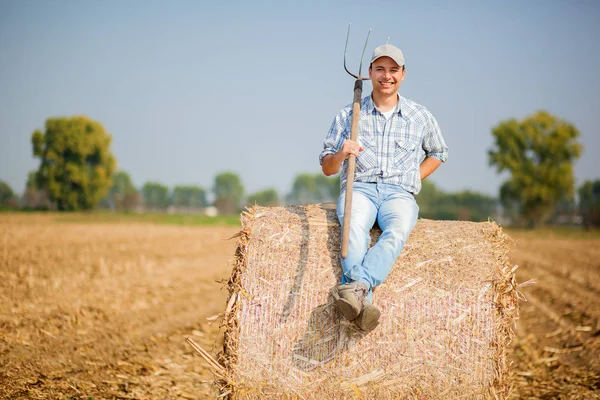 농부 들고 갈 퀴 — 스톡 사진