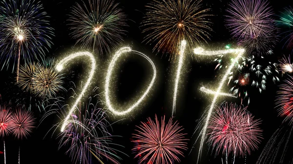 Новый 2017 год фон с фейерверками — стоковое фото