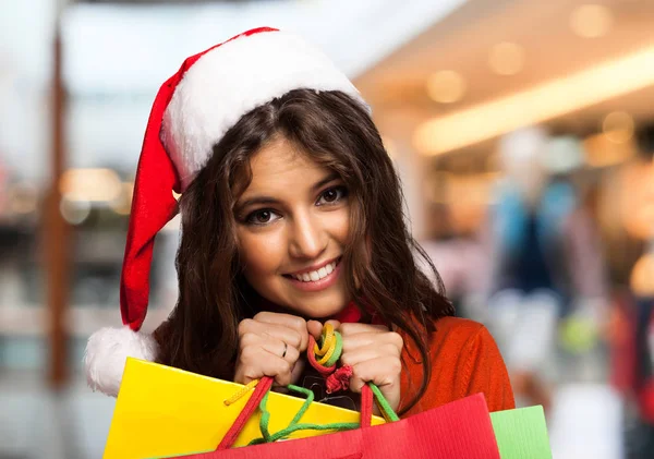 Vrouw doen winkelen voor Kerstmis — Stockfoto