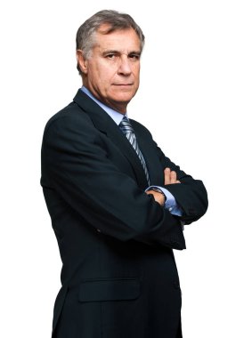 Olgun işadamı üzerinde beyaz izole